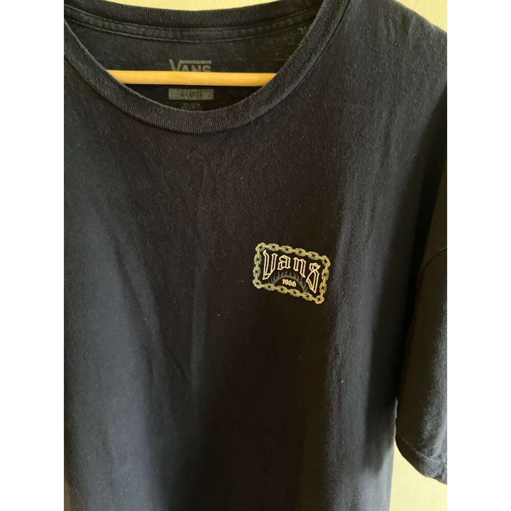 Vans Men’s Skull Chains Goth Grunge Y2K Skateboarding Graphic Navy T-Shirt, XL - Picture 9 of 10